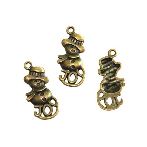 Zinc Alloy Pendler, Snowman, antik bronze farve forgyldt, du kan DIY, 27x13mm, 50pc'er/Bag, Solgt af Bag