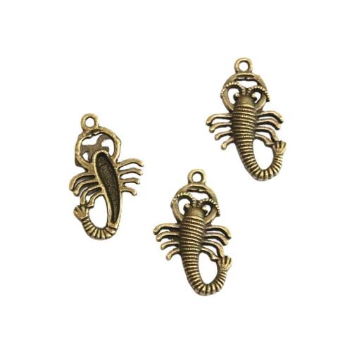 Zinc Alloy Animal Pendler, Scorpion, antik bronze farve forgyldt, du kan DIY, 29.10x17.90mm, 60pc'er/Bag, Solgt af Bag