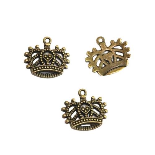 Cink ötvözet Crown Medálok, Korona, antik bronz színű bevonattal, DIY, 19x21mm, 60PC-k/Bag, Által értékesített Bag