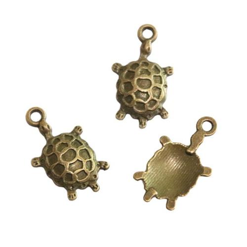 Cink ötvözet Animal Medálok, Teknősbéka, antik bronz színű bevonattal, DIY, 14x24mm, 50PC-k/Bag, Által értékesített Bag