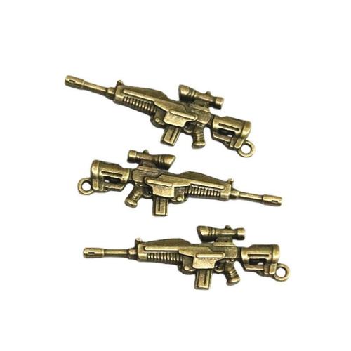 Zinc Alloy Gun Pendler, antik bronze farve forgyldt, du kan DIY, 16x50mm, 30pc'er/Bag, Solgt af Bag