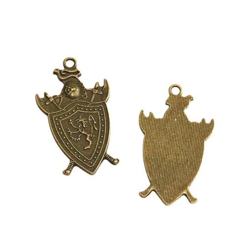 Pendentifs en alliage de zinc, Badge, Plaqué de couleur de bronze antique, DIY, 46x27.80mm, 30PC/sac, Vendu par sac