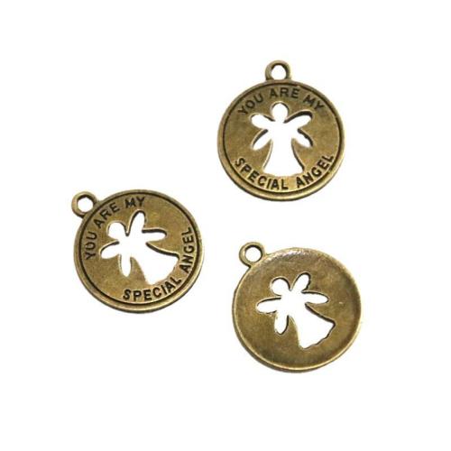 Zinc Alloy Pendants Round antique bronze color plated DIY Sold By Bag