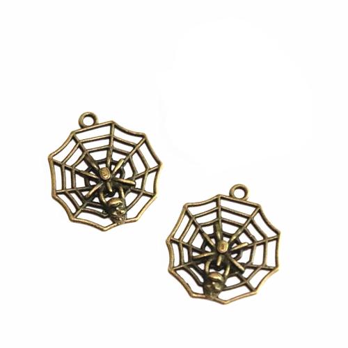 Zinc Alloy Pendants Spider Web antique bronze color plated DIY Sold By Bag