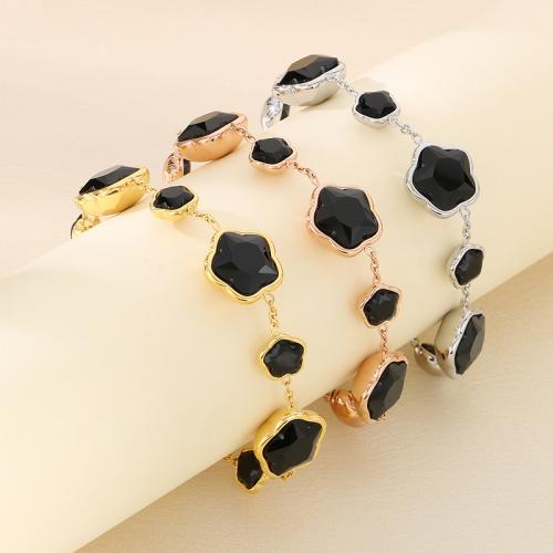 Stainless Steel Jewelry Bracelet 304 Stainless Steel with Glass Vacuum Ion Plating for woman Sold By PC