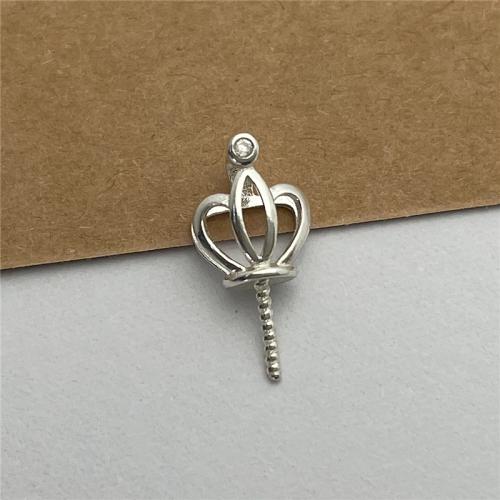 Argento 925 Ciondolo Bail, 925 sterline d'argento, Corona, DIY & con strass & cavo, 6mm, Foro:Appross. 3mm, Venduto da PC