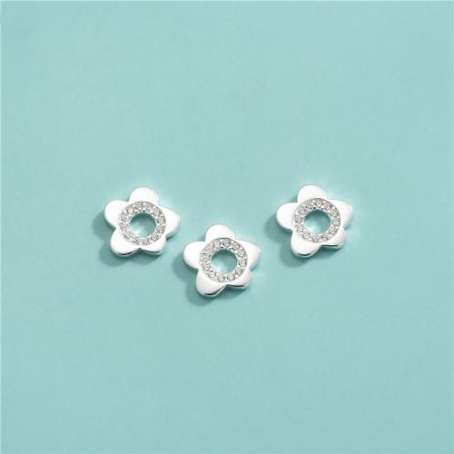 Uszczelka, 925 Srebro, Kwiat, DIY & z kamieniem, 8.60x1.30mm, otwór:około 2.8mm, sprzedane przez PC