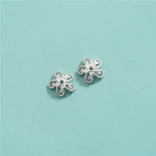 925 Sterling Silver Bead Cap DIY & hollow silver color 7.60mm Approx 0.8mm Sold By PC