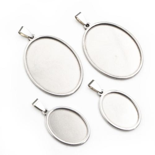 Stainless Steel Pendant Setting, 304 Stainless Steel, DIY & different size for choice, original color, 2PCs/Bag, Sold By Bag