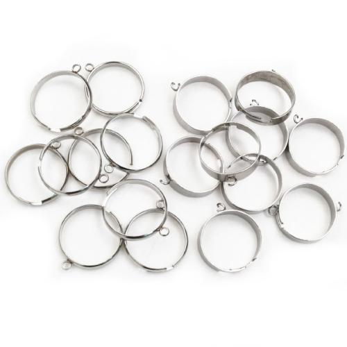 304 nehrđajućeg čelika Petlja Ring Base, možete DIY & različitih stilova za izbor, izvorna boja, diameter 18mm, 10računala/Torba, Prodano By Torba