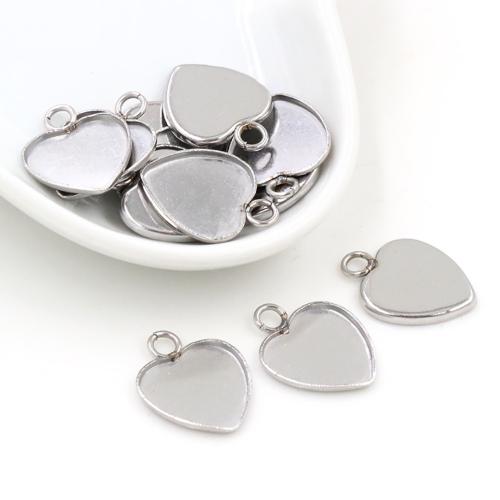 Stainless Steel Pendant Setting 304 Stainless Steel Heart DIY original color inner diameter 12mm Sold By Bag