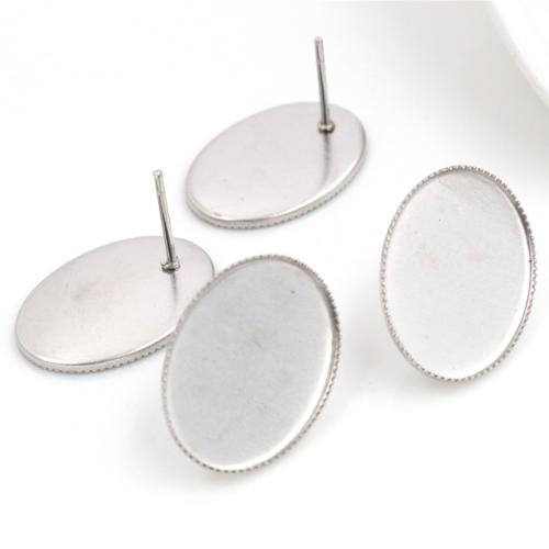 Stainless Steel Earring Stud Component 304 Stainless Steel DIY original color Sold By Bag