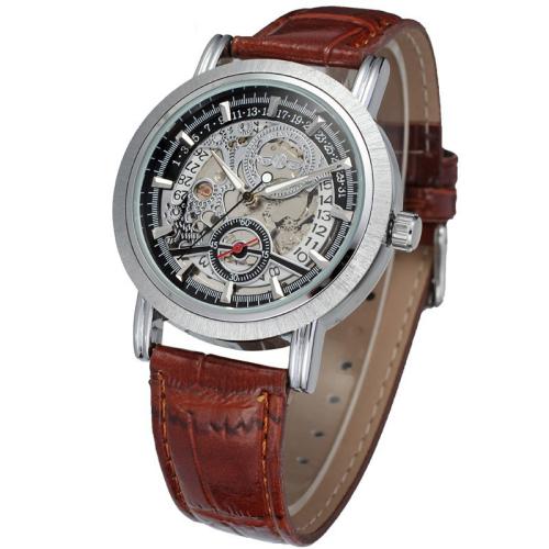 Men Wrist Watch Glass with Leather Life water resistant & fashion jewelry & Chinese movement & for man Length Approx 24 cm Sold By PC