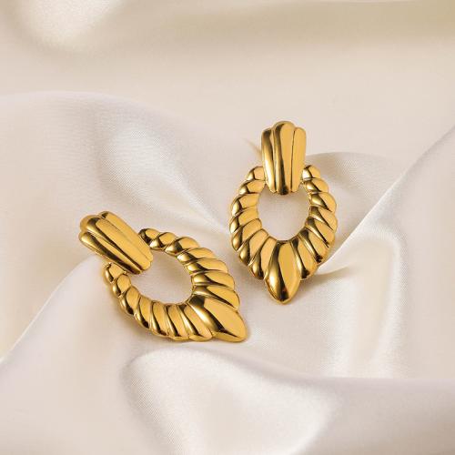 Stainless Steel Stud Earrings 304 Stainless Steel 18K gold plated fashion jewelry & for woman golden Sold By Pair