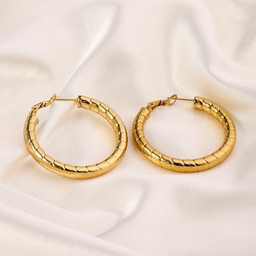 Stainless Steel Lever Terug Earring, 304 roestvrij staal, 18K verguld, mode sieraden & voor vrouw, gouden, 41x42mm, Verkocht door pair