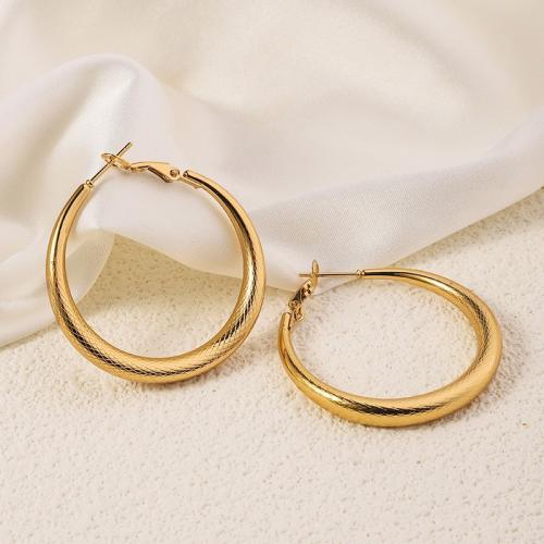 Stainless Steel Lever Terug Earring, 304 roestvrij staal, 18K verguld, mode sieraden & voor vrouw, gouden, 40x45mm, Verkocht door pair