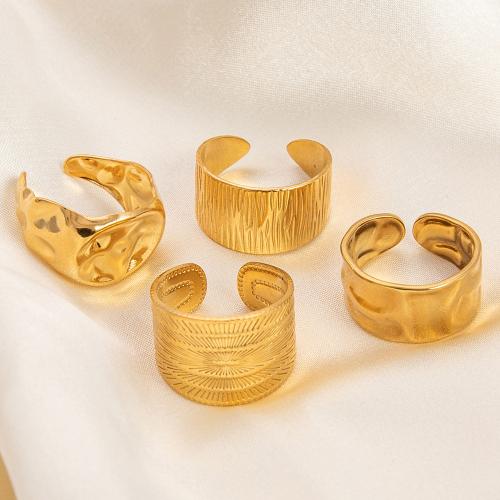 Stainless Steel Finger Ring 304 Stainless Steel 18K gold plated Adjustable & for woman golden Sold By PC