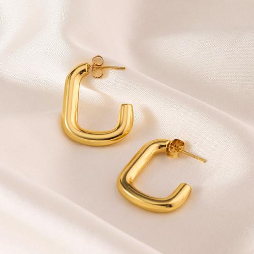 Stainless Steel Stud Earrings 304 Stainless Steel 18K gold plated fashion jewelry & for woman golden Sold By Pair