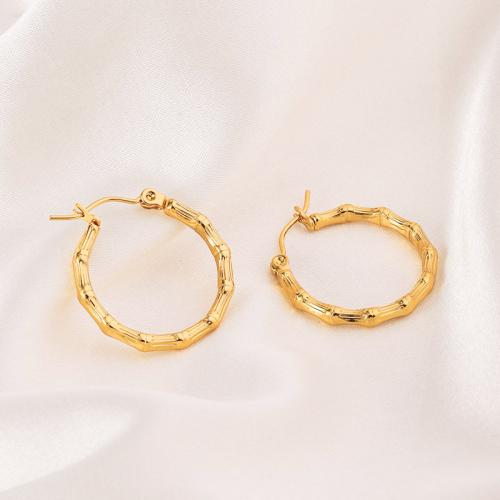 Rostfritt stål spaken bakåt Earring, 304 rostfritt stål, 18K guldpläterad, mode smycken & för kvinna, gyllene, 23x25mm, Säljs av Par