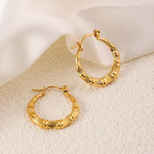 Acier inoxydable Levier Retour Earring, Acier inoxydable 304, Plaqué or 18K, bijoux de mode & pour femme, doré, 25x25mm, Vendu par paire