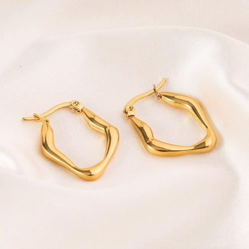 Rostfritt stål spaken bakåt Earring, 304 rostfritt stål, 18K guldpläterad, mode smycken & för kvinna, gyllene, 20x26mm, Säljs av Par