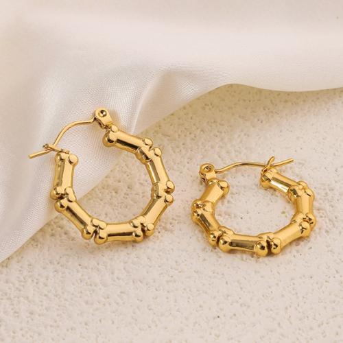 Rostfritt stål spaken bakåt Earring, 304 rostfritt stål, 18K guldpläterad, mode smycken & för kvinna, gyllene, 22x25mm, Säljs av Par