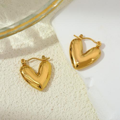 Stainless Steel Lever Back Earring 304 Stainless Steel Heart 18K gold plated fashion jewelry & for woman golden Sold By Pair