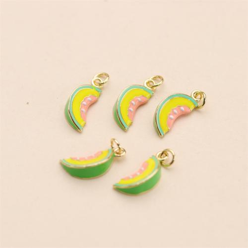 Brass Jewelry Pendants Watermelon gold color plated DIY & enamel nickel lead & cadmium free Sold By PC