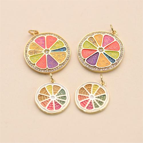 Brass Jewelry Pendants Lemon gold color plated DIY & enamel multi-colored nickel lead & cadmium free Sold By PC