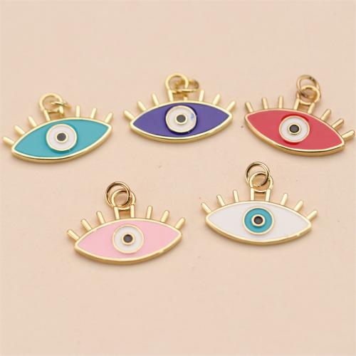 Evil Eye Pendants Brass gold color plated DIY & enamel nickel lead & cadmium free Sold By PC