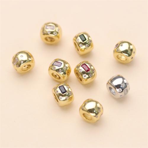 Cubic Zirconia Micro Pave Brass Beads gold color plated DIY & micro pave cubic zirconia nickel lead & cadmium free Approx 5mm Sold By PC