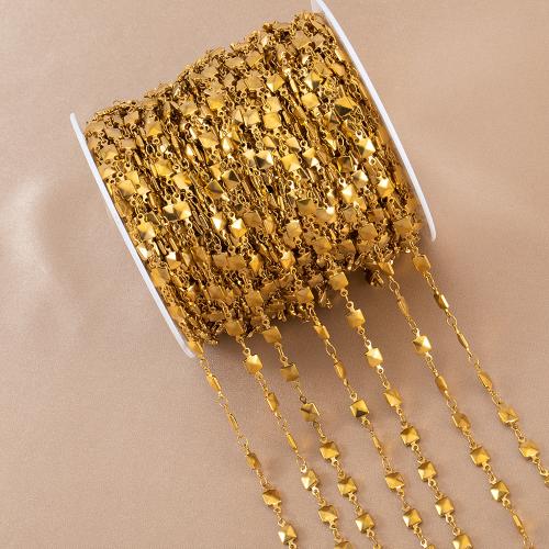 Stainless Steel Jewelry Chain 304 Stainless Steel Square Vacuum Ion Plating DIY golden Sold By Bag