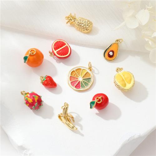 Brass Jewelry Pendants Fruit gold color plated & DIY & enamel nickel lead & cadmium free Sold By PC