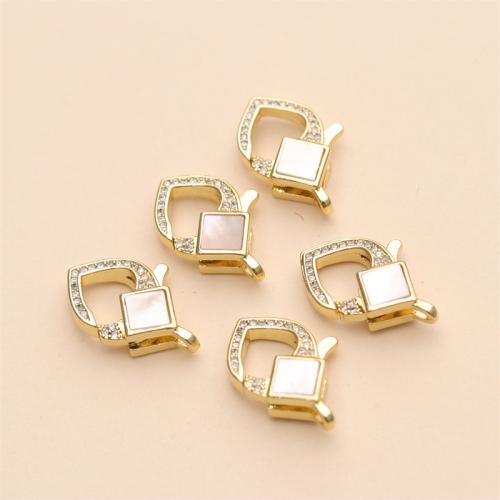 Mässing Karbinlås, guldfärg pläterade, DIY & micro bana cubic zirconia, nickel, bly och kadmium gratis, 20x11.50mm, Säljs av PC