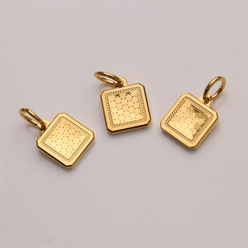 Brass Ékszer Medálok, Sárgaréz, Square, arany színű aranyozott, DIY, nikkel, ólom és kadmium mentes, 14mm, Által értékesített PC