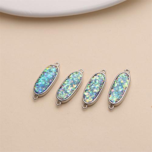 Brass Jewelry Connector silver color plated DIY & enamel & 1/1 loop light blue nickel lead & cadmium free Sold By PC