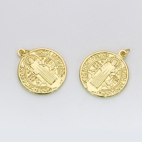 Brass Jewelry Pendants Round gold color plated DIY nickel lead & cadmium free Sold By PC