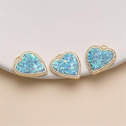 Brass Heart Pendants gold color plated DIY & enamel blue nickel lead & cadmium free Sold By PC