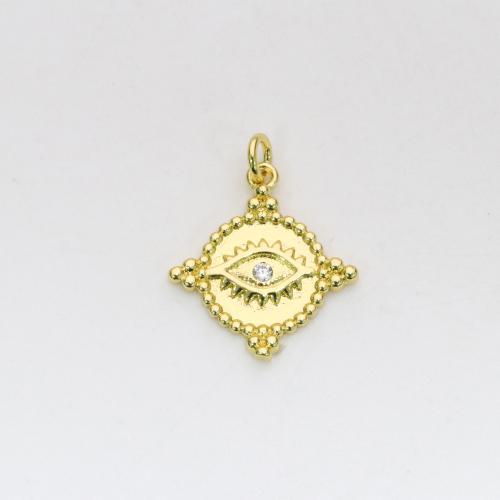 Cubic Zirconia Micro Pave Brass Pendant Round gold color plated DIY & micro pave cubic zirconia nickel lead & cadmium free Sold By PC