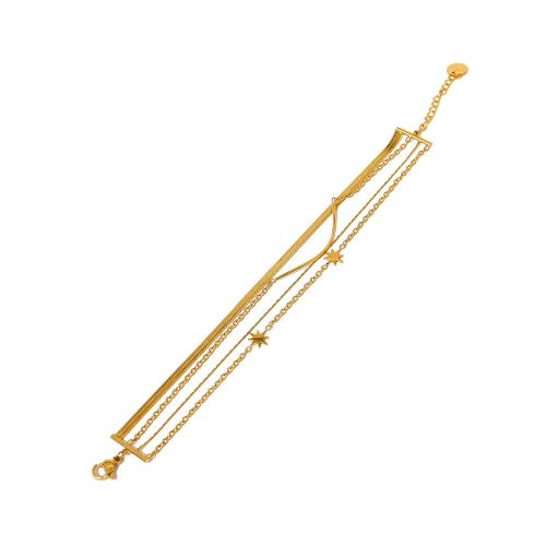 Stainless Steel Jewelry Bracelet 304 Stainless Steel with 4cm extender chain gold color plated fashion jewelry golden Length 15.5 cm Sold By PC