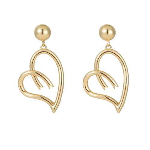 Brass Drop Earring Heart gold color plated fashion jewelry golden nickel lead & cadmium free Sold By Pair