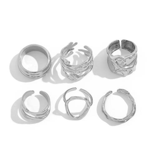 Cink Alloy Finger Ring, pozlaćen, 6 komada & modni nakit, više boja za izbor, nikal, olovo i kadmij besplatno, Prodano By Set