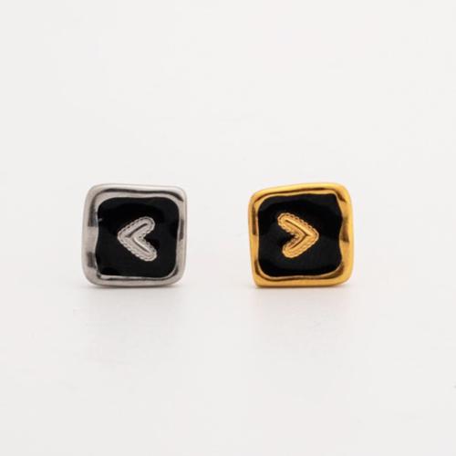 Stainless Steel Stud Earrings 304 Stainless Steel Square Vacuum Ion Plating fashion jewelry & for woman & enamel Sold By Pair