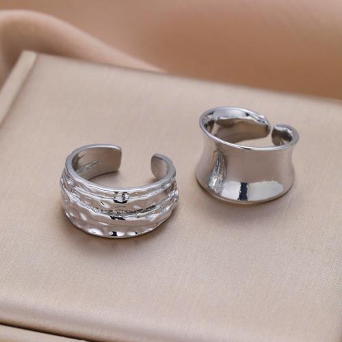 Sinc Alloy Ring Set, plátáilte, 2 phíosa & jewelry faisin & do bhean, dath bunaidh, Díolta De réir Socraigh