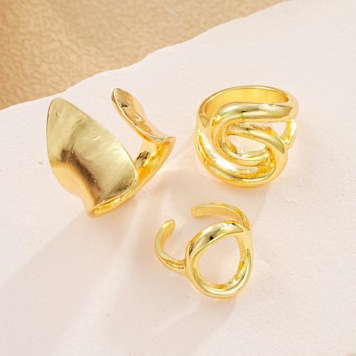 Zinc Alloy Ring Set plated three pieces & fashion jewelry & for woman golden Sold By Set