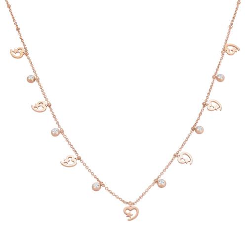 Stainless Steel Jewelry Necklace 304 Stainless Steel Vacuum Ion Plating micro pave cubic zirconia & for woman rose gold color Length Approx 46 cm Sold By PC