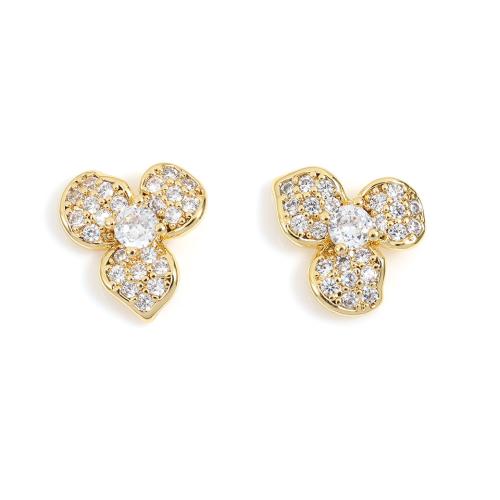 Cubic Zirconia Micro Pave Brass Earring micro pave cubic zirconia & for woman Sold By Pair