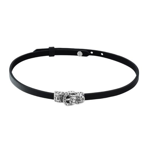 Ожерелье Мода Choker, цинковый сплав, с Искусственная кожа, с 5cm наполнитель цепи, Другое покрытие, ювелирные изделия моды & Женский, черный, длина Приблизительно 38 см, продается PC