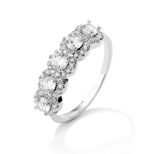 Cubic Zirconia Micro Pave Brass Ring & micro pave cubic zirconia & for woman Sold By PC