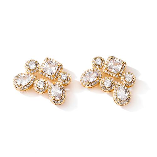 Cubic Zirconia Micro Pave Brass Earring micro pave cubic zirconia & for woman Sold By Pair